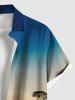Tenue de plage hawaïenne assortie grande taille à imprimé cocotier et crépuscule pour couples - Bleu 