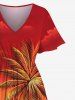 Tenue de plage hawaïenne assortie grande taille pour couple, motif cocotier, paysage marin, bateau, oiseau, nuage, ciel ombré - Orange 