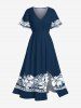 Tropical Leaf Hibiscus Flowers Print Plus Size Matching Hawaii Beach Outfit For Couples -  