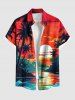 Coconut Tree Seascape Sun Cloud Print Plus Size Matching Hawaii Beach Outfit For Couples -  