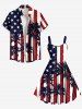 Patriotic American Flag Coconut Tree Print Plus Size Matching Hawaii Beach Outfit For Couples -  