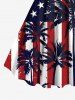 Patriotic American Flag Coconut Tree Print Plus Size Matching Hawaii Beach Outfit For Couples -  