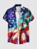 Patriotic American Flag Colorful Ombre Galaxy Print Plus Size Matching Outfit For Couples -  