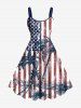 Patriotic American Flag Coconut Tree Distressed Print Plus Size Matching Hawaii Beach Outfit For Couples -  