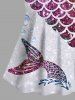Glitter Ombre Fish Scale Bubble Sea Print Hawaii Tankini Top(Adjustable Shoulder Strap) -  
