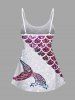 Glitter Ombre Fish Scale Bubble Sea Print Hawaii Tankini Top(Adjustable Shoulder Strap) -  
