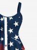 Plus Size Patriotic American Flag Painting Splatter Print A Line Tank Dress -  
