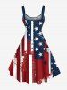 Plus Size Patriotic American Flag Painting Splatter Print A Line Tank Dress -  