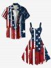 Plus Size Patriotic American Flag Painting Splatter Print A Line Tank Dress -  