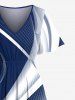 Plus Size Curve Ombre Light Beam Print Hawaii Split Pocket A Line Midi Dress -  
