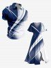 Plus Size Curve Ombre Light Beam Print Hawaii Split Pocket A Line Midi Dress -  