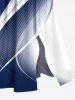 Robe mi-longue trapèze grande taille à imprimé faisceau lumineux ombré et poches fendues style hawaïen - Bleu 6X