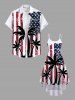 Plus Size Patriotic American Flag Coconut Tree Print Hawaii High Low Asymmetric Cami Dress -  