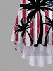 Plus Size Patriotic American Flag Coconut Tree Print Hawaii High Low Asymmetric Cami Dress -  