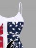 Plus Size Patriotic American Flag Coconut Tree Print Hawaii High Low Asymmetric Cami Dress -  