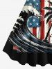 Plus Size Coconut Tree Patriotic American Flag Sea Waves Print Hawaii A Line Tank Dress -  
