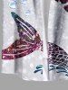 Chemise hawaïenne à boutons et poches pour homme, grande taille, motif écailles de poisson, bulles et mer, effet pailleté ombré - Pourpre  L