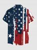 Plus Size Patriotic American Flag Painting Splatter Print Button Pocket Shirt For Men -  