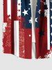Plus Size Patriotic American Flag Painting Splatter Print Button Pocket Shirt For Men -  