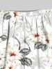 Short de plage hawaïen grande taille à imprimé feuilles de cocotier et hibiscus, avec cordon de serrage, pour homme - Blanc 8XL