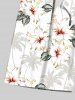 Short de plage hawaïen grande taille à imprimé feuilles de cocotier et hibiscus, avec cordon de serrage, pour homme - Blanc 8XL