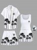 Short de plage hawaïen grande taille à imprimé cocotier et soleil pour homme - Blanc 8XL