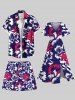 Plus Size Tropical Leaf Hibiscus Flower Print Hawaii Beach Shorts For Men -  