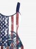 Plus Size Patriotic American Flag Coconut Tree Distressed Print Hawaii Tank Dress -  