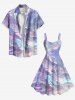 Plus Size Feather Neon Print Hawaii Tank Dress -  