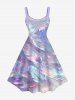 Plus Size Feather Neon Print Hawaii Tank Dress -  