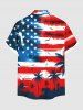 Chemise hawaïenne grande taille à imprimé drapeau américain, cocotier, oiseaux, boutons, poche, pour homme - Rouge 3XL