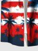 Chemise hawaïenne grande taille à imprimé drapeau américain, cocotier, oiseaux, boutons, poche, pour homme - Rouge 3XL