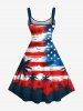 Plus Size Patriotic American Flag Coconut Tree Bird Print Hawaii Tank Dress -  