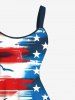 Plus Size Patriotic American Flag Coconut Tree Bird Print Hawaii Tank Dress -  