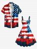 Plus Size Patriotic American Flag Coconut Tree Bird Print Hawaii Tank Dress -  