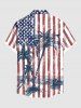 Chemise hawaïenne grande taille à imprimé drapeau américain patriotique et cocotier, avec poches et boutons, pour homme - Rouge 3XL