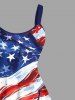 Plus Size Patriotic American Flag Ship Paint Splatter Print Hawaii Tank Dress -  
