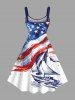 Plus Size Patriotic American Flag Ship Paint Splatter Print Hawaii Tank Dress -  