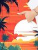 Plus Size Coconut Tree Seascape Sun Cloud Print Split Hawaii Midi Dress -  