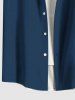 Chemise hawaïenne grande taille à imprimé feuilles tropicales et fleurs d'hibiscus, avec poches et boutons, pour homme - Bleu profond L
