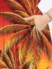 Plus Size Coconut Tree Seascape Boat Bird Cloud Ombre Sky Print Split Hawaii Midi Dress -  