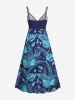 Plus Size Tropical Leaf Flowers Print Surplice Hawaii Cami Dress -  