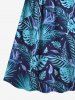 Plus Size Tropical Leaf Flowers Print Surplice Hawaii Cami Dress -  