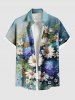 Impression de peinture à l'huile de marguerites et de feuilles, grande taille, tenue de plage hawaïenne assortie pour couples - Multi-A 