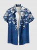 Tenue de plage hawaïenne assortie grande taille à imprimé bicolore, motif fleur, feuille, branche, pour couple - Bleu 