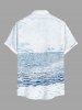Tenue de plage hawaïenne assortie grande taille à imprimé cocotier et oiseaux marins pour couples - Bleu 