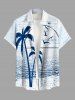 Tenue de plage hawaïenne assortie grande taille à imprimé cocotier et oiseaux marins pour couples - Bleu 