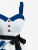 Tenue de plage hawaïenne assortie grande taille à imprimé cocotier et oiseaux marins pour couples - Bleu 