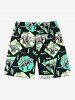 Tenue de plage hawaïenne assortie grande taille à imprimé dinosaure zigzag et blocs de couleurs géométriques pour couples - Noir 