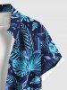 Tenue de plage hawaïenne assortie grande taille à imprimé feuilles tropicales et fleurs pour couples - Bleu 